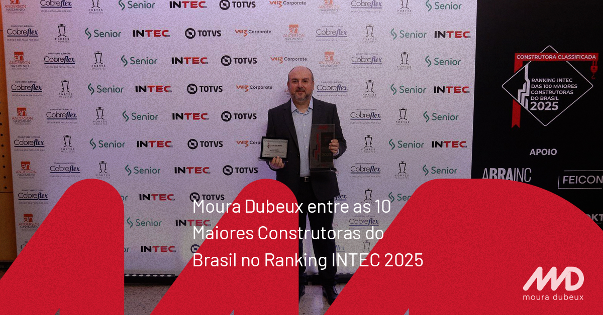 Moura Dubeux é premiada como uma das 10 maiores construtoras do Brasil no Ranking INTEC 2025